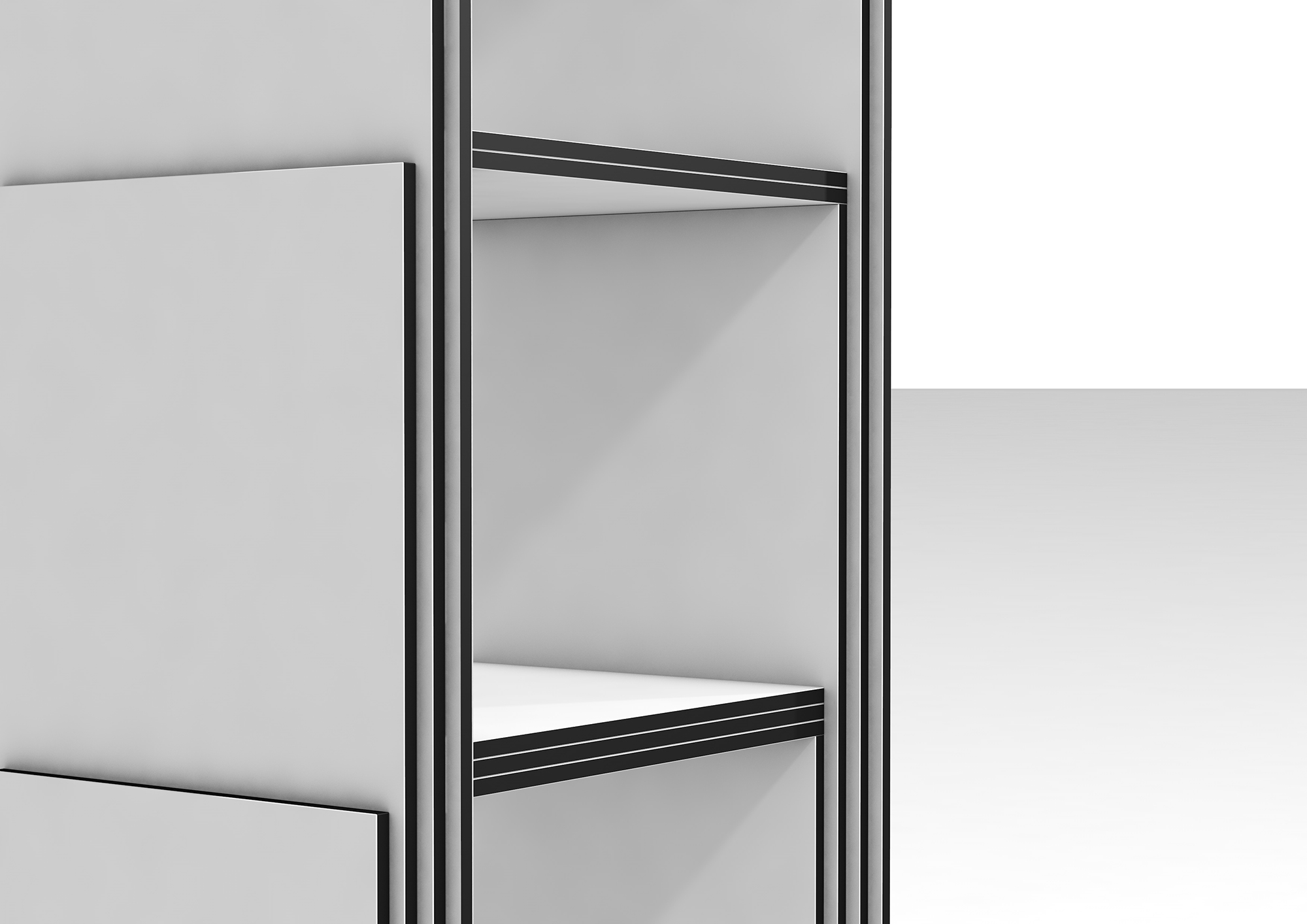 exclusive shelf, black and white, 59x49×190cm, tower, unique furniture, HPL compact with black core, art and design, art or design, exclusive furniture design, interior design, interior architecture, unique piece, collectible design, architectural furniture, bookshelf étagère, noire et blanche, 59x49×190cm, tour, mobilier unique, stratifié compact âme noire, art et design, art ou design, mobilier design exclusif, design d’intérieur, architecture d’intérieur, pièce unique, design de collection, mobilier d’architecture, bibliothèque. Regal, schwarz und weiß, 59x49×190cm, Turm, exklusives Mobiliar, Kompaktplatte mit schwarzem Kern, Kunst und Design, Kunst oder Design, Exklusives Möbeldesign, Innenarchitektur, Einzelstück, Sammlungsstück, Architekturmöbel, Bücherregal. 