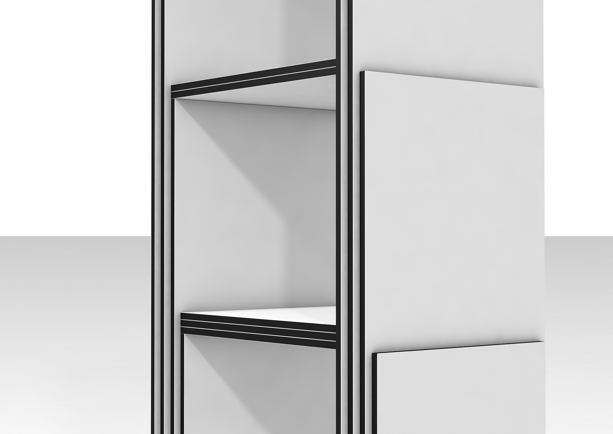 exclusive shelf, black and white, 59x49×190cm, tower, unique furniture, HPL compact with black core, art and design, art or design, exclusive furniture design, interior design, interior architecture, unique piece, collectible design, architectural furniture, bookshelf étagère, noire et blanche, 59x49×190cm, tour, mobilier unique, stratifié compact âme noire, art et design, art ou design, mobilier design exclusif, design d’intérieur, architecture d’intérieur, pièce unique, design de collection, mobilier d’architecture, bibliothèque. Regal, schwarz und weiß, 59x49×190cm, Turm, exklusives Mobiliar, Kompaktplatte mit schwarzem Kern, Kunst und Design, Kunst oder Design, Exklusives Möbeldesign, Innenarchitektur, Einzelstück, Sammlungsstück, Architekturmöbel, Bücherregal. 